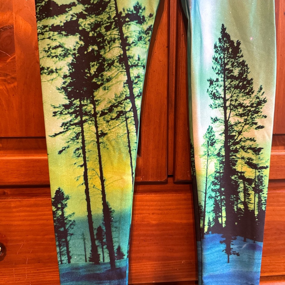 Blackmilk Green and Yellow Artistic Tree Leggings